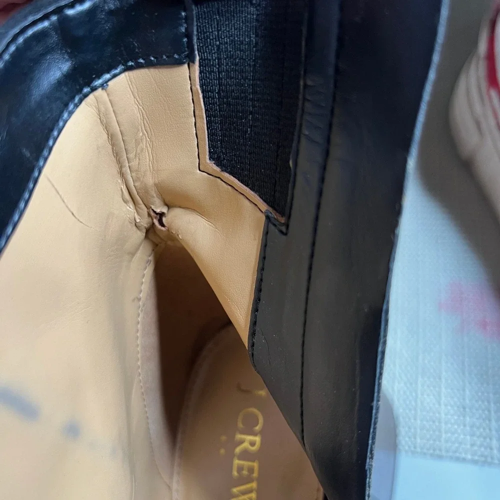 J.Crew Black Suede Textile Ankle Boots Block Heel Side‎ Zip BT278 Womens 8.5